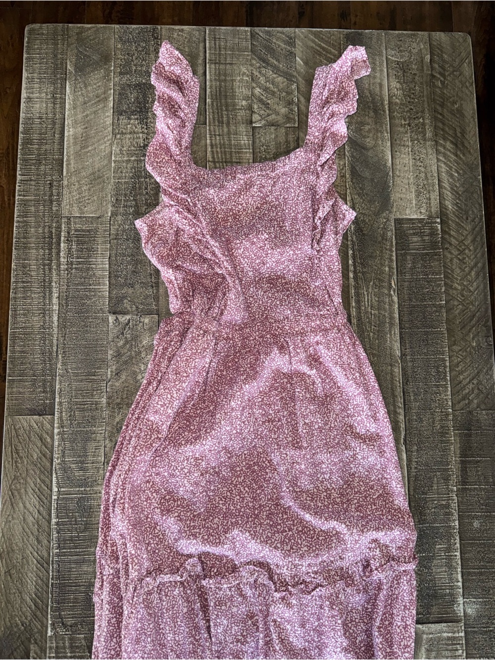 Universal Thread Rose Pink Ruffle Shoulder Dress - Picture 2 of 8